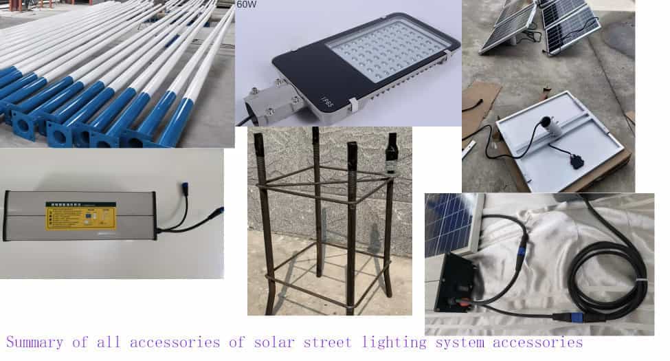 Summary of all accessories of solar street lighting system accessories